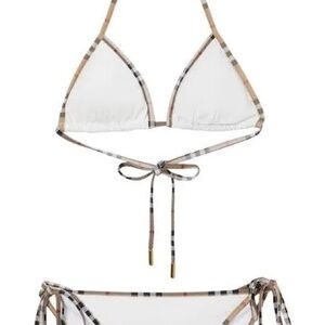Burberry White Bikini with Tan Accents